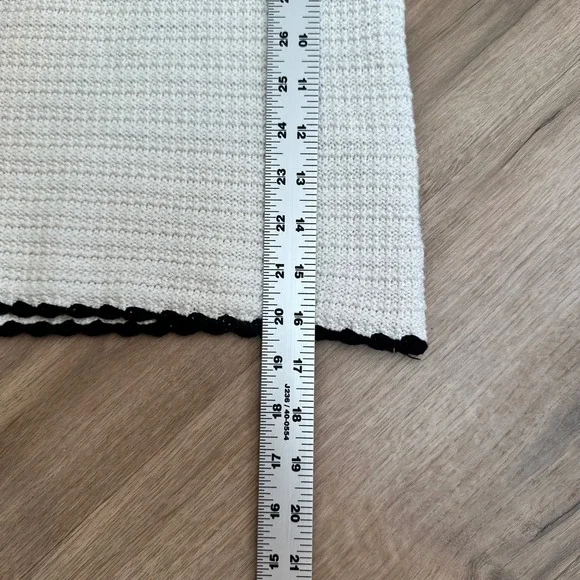 Cotton On Knit Crop Top Women Large Cream Black Scalloped Trim Coastal Summer - Picture 12 of 15